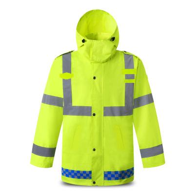 LIKAI reflective raincoat building construction security fluorescent waterproof jacket sanitation security patrol wind can be printed