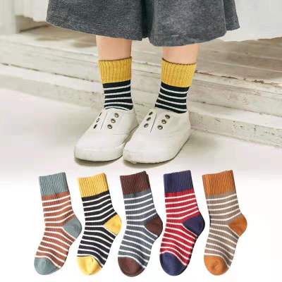 Full cotton autumn and winter warm winter children socks men and women in the tube socks pinstripe high mouth socks
