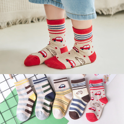 Cotton autumn and winter children socks men and women in tube socks cartoon car fashion Korean socks children socks
