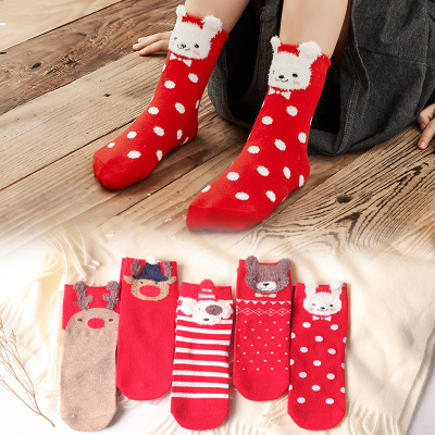 Cotton  winter children socks men and women in the tube socks red festive year socks Christmas socks children socks