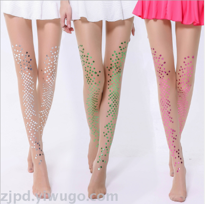 Ultra-thin mermaid stockings bright pearlescent pantyhose bottom socks print tattoo autumn and winter socks woman