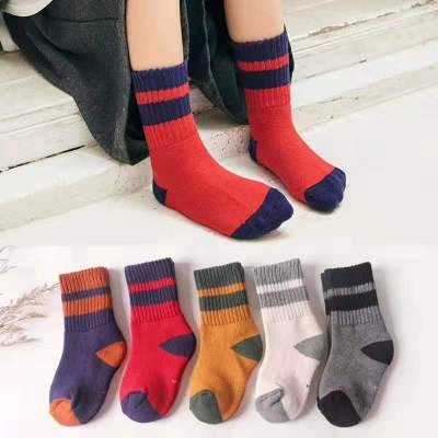 Two bars terry socks for children thickened warm socks  winter students socks pure cotton wool socks children socks