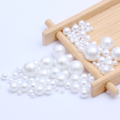 Ivory White Nail DIY Wrinkle Pearls No Hole Imitation Beads Many Sizes Round Beige Gems For Designer DIY Crafts