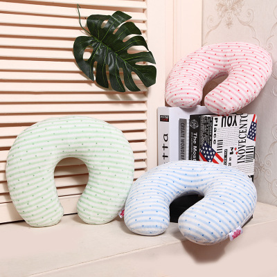 Japanese simple dot stripe u-shaped pillow girls' long-distance travel neck pillow PP cotton neck pillow manufacturers direct sales