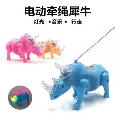 Electric Rope Rhinoceros Luminous Music Electric Rhinoceros Children's Night Market Stall Hot Sale Hot Wholesale Toys