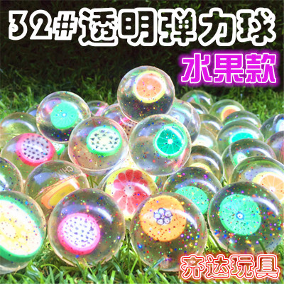 No. 32 Transparent Fruit Elastic Ball One Yuan Coin Gashapon Machine Toy Ball Colorful Fun Park Haidilao Floating Ball