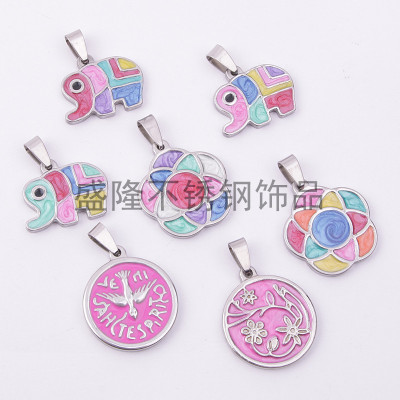 The Popular adorn article Korean edition cartoon color elephant oil painting necklace character five pointed star pendant - is hanged adorn