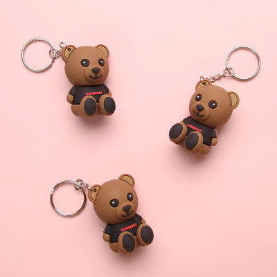 Three-Dimensional Cartoon Doll Keychain Cartoon Car Key Chain Bag Soft Rubber Bear Pendant Custom Factory Direct Sales