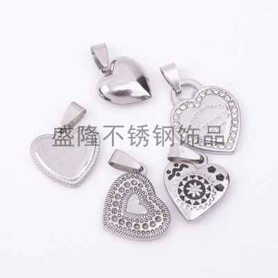 Stainless steel pendant accessories hollow out love pendant checking DIY materials bracelet necklace pendant accessories