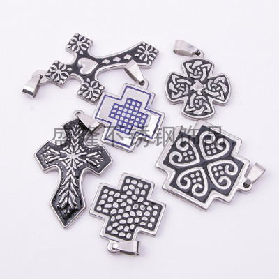 Stainless steel pendant accessories cruciform pendant checking DIY materials bracelet necklace pendant accessories