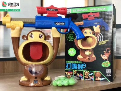 Douyin is the same kind of door-mouth monkey that can launch parent-child interactive and educational target shooting toys for boys with aerodynamic soft bullets