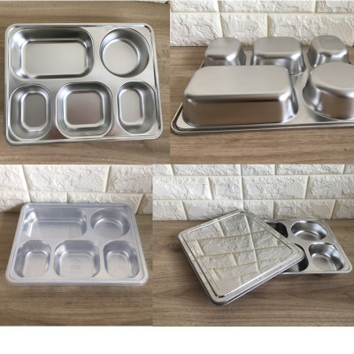 Chaoan Chinese stainless steel, fast food plate 304 deep and thick bento box four box five box can be customized LOGO