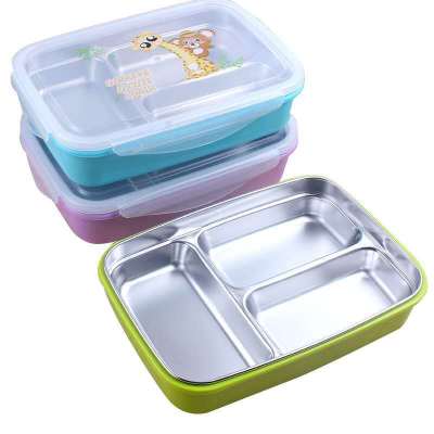 Manufacturers direct sales of 304 stainless steel, the children 's plate thermal lunch box students work fast food box can be heated by water