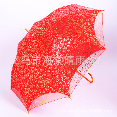 Factory Direct Sales 55*8K Wedding Umbrella Double Layer True Rose Bridal Umbrella Wedding Bridesmaid Umbrella Customized Wholesale
