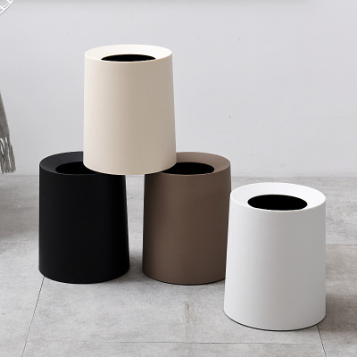 2019 new European paper basket household creative Nordic lidless circular plastic trash bin custom logo
