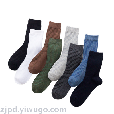 Autumn and winter men's leisure tube socks cotton socks men vertical bar pure color men's socks single double waist seal