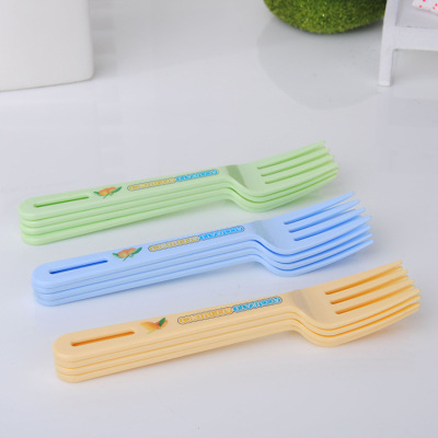 Manufacturers direct plastic fruit fork food grade PE fork advertising gift fork 140*30 mm can be customized