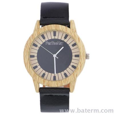 Fashion simple wood belt men and women vintage watches quartz watches