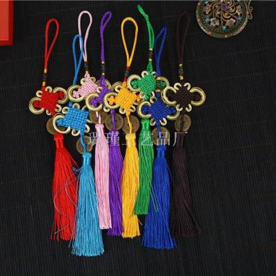Factory Direct Sales Rich Knot with Copper Wire Pendant Vertical Tassel Golden Knot Automobile Hanging Ornament Ornament Accessories