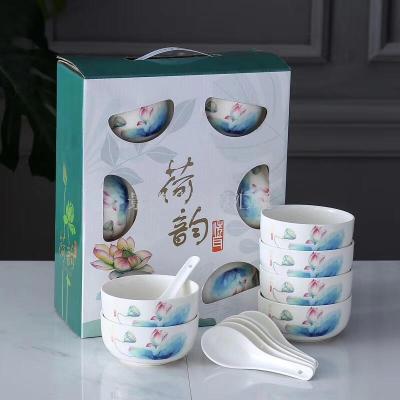 Ceramic promotion gift set: bowl, chopsticks, Ceramic bowl, rice bowl, rice bowl, porcelain tableware, gift set