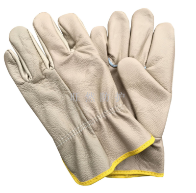 Welder's gloves wear resistant thermal welding gloves wholesale cowhide furniture leather driver's gloves light color