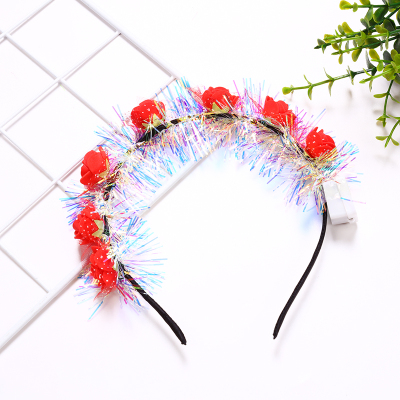 Factory Direct Sales Ten Lights Luminous Garland Led Luminous Garland with Lights Bright Silk Wreath Headband Stall Hot Sale