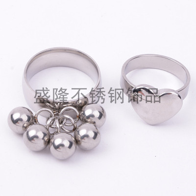 European and American atmosphere wide circular arc ring trend women fashion small ball ring ring ring titanium steel ring hot sales