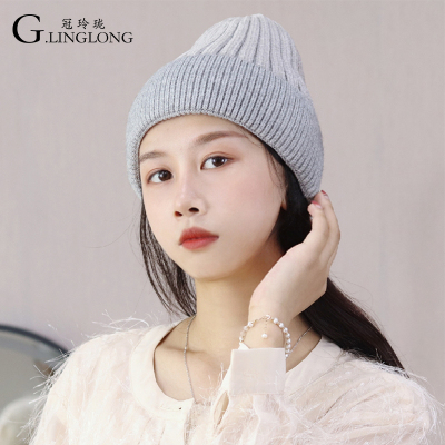 Guan Linglong 2019 new Korean version of The Japanese Ins Niel straight Cap Snowstorm casual in autumn and winter pure color needle