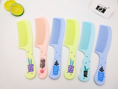New Warm Color Series Flowers and Plants Plastic Hairbrush Boys and Girls Daily Smooth Hair Long Comb Household Plastic Hairbrush Supplier Super