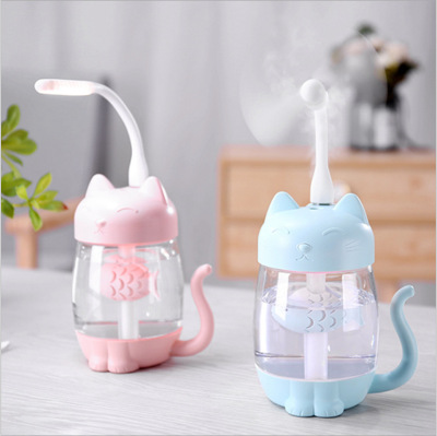 Creative New Transparent Colorful Night Light Cat Fish Air Atomization Humidifier Three-in-One Cat Humidifier