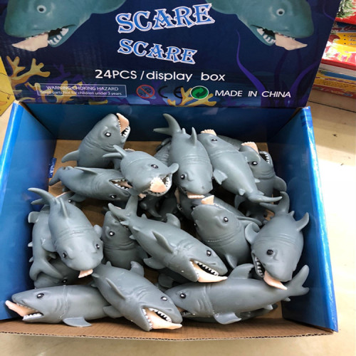 [Factory Freight Tong] Human-Eating Shark Squeeze Toy Creative Gift 24 Pieces/Box for the Whole Body to Vent Fear