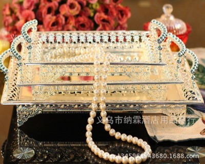 High-end European tray hotel home supplies KTV fruit tray gift silver alloy large and small