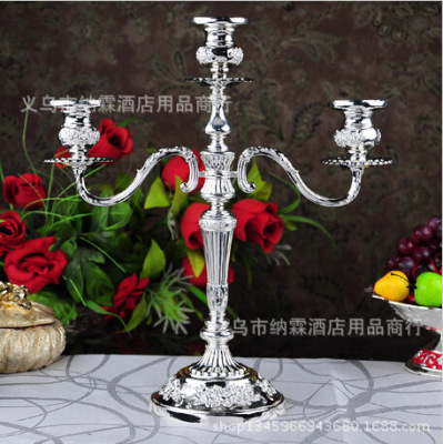 Santou wholesale price European alloy silver metal candlestick decoration wedding hotel KTV home