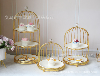 Dessert table display shelf Dessert cake tray ceramic iron art table cake shelf afternoon tea center frame