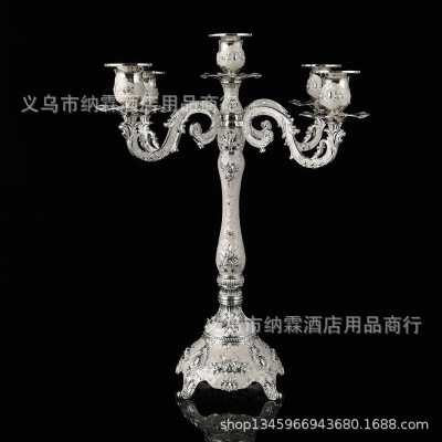 The new three-head five-head luxury metal alloy luxury European alloy candlestick home hotel KTV classic style