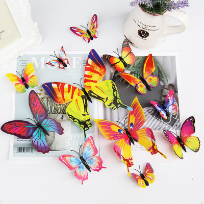 Cross-border hot style three-dimensional magnet butterfly spot straight hair three-dimensional butterfly single-layer three-dimensional butterfly set of 12 20g