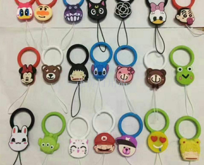 Cute rabbit with  type of silicone elastic rope hanging decoration rope for apple mobile phone pendant cartoon women