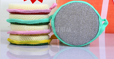 Double sided round sponge sponge dishcloth sponge block household kitchen cleaning supplies