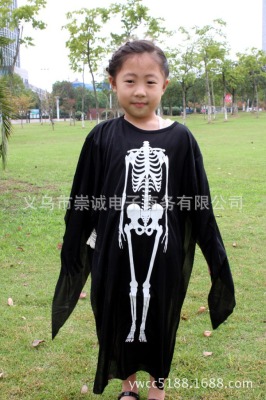 1730 Children's Skull Ghost Clothes with Skeleton Print Makeup Ball Garment Halloween Costume Clothes Bar Diba