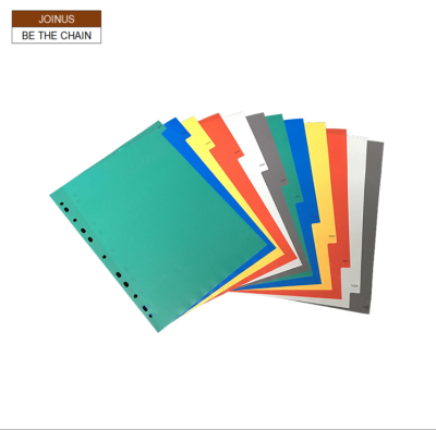 12-page stationery factory direct sale plastic index dividers color 22.5x29.5cm