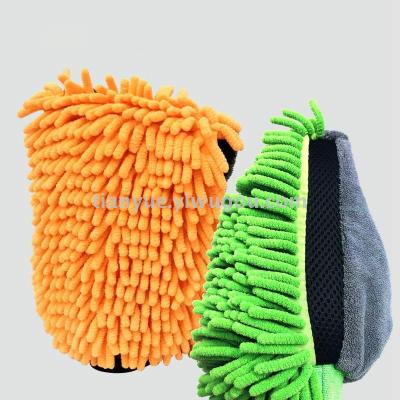 Double sided large chenille coral wash car waterproof glove multi-function car wipe does not hurt the car paint coral