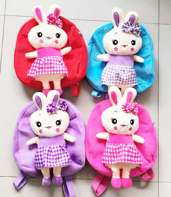 Bowknot rabbit kindergarten children plush bag boy girl snack backpack cartoon cute backpack