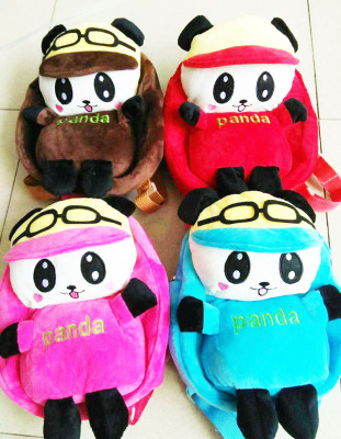Eyeglasses panda kindergarten child plush bag boy girl snack backpack cartoon cute backpack
