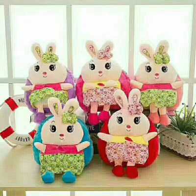 Flower skirt rabbit kindergarten children plush bag boy girl snack backpack cartoon can backpack