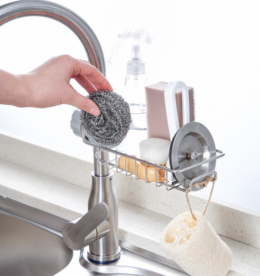 Kitchen household faucet asphalt rack creative perforation-free sink asphalt rack sponge cloth asphalt rack