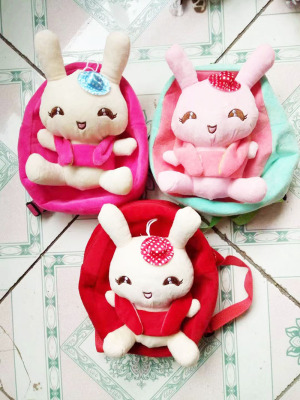 Long ears rabbit kindergarten children plush bag boy girl snacks backpack cartoon cute backpack