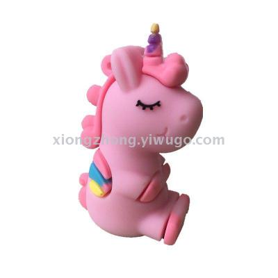 PVC cute unicorn key ring wrist pendant