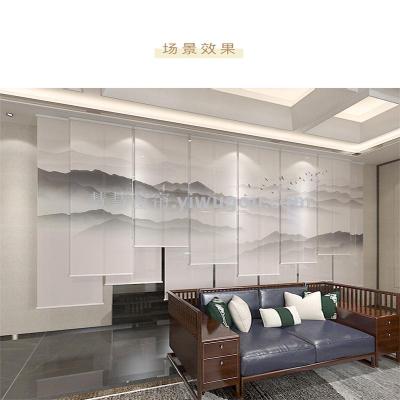 New Chinese Style Curtains Hanging Curtain Screen Curtain Soft Partition Living Room and Hotel Office Shading Lifting Decorative Landscape Shutter