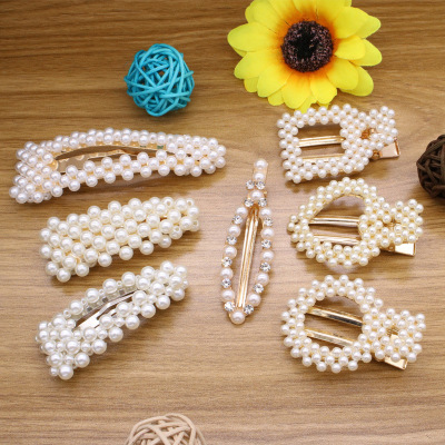 Web celebrity vintage pearl hairpin INS girls bang clip duck mouth clip all-take hairpin wholesale