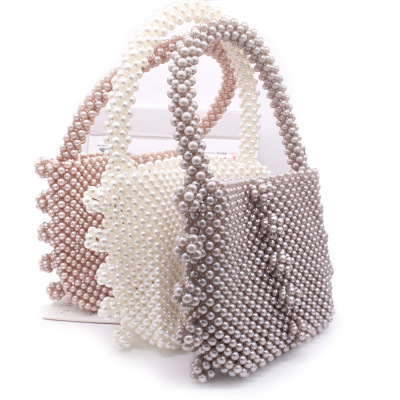 European and American cross-border handmade pearl woven bag Korean fashion bebeaded jewelry bag dinner party hand bead bag female